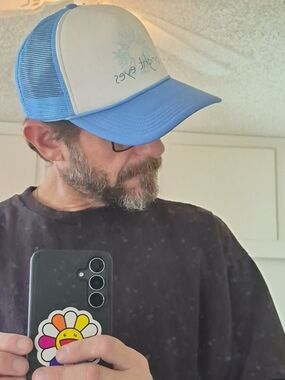 Bright Eyes Trucker Hat Blue White Snapback Cap New Indie Band